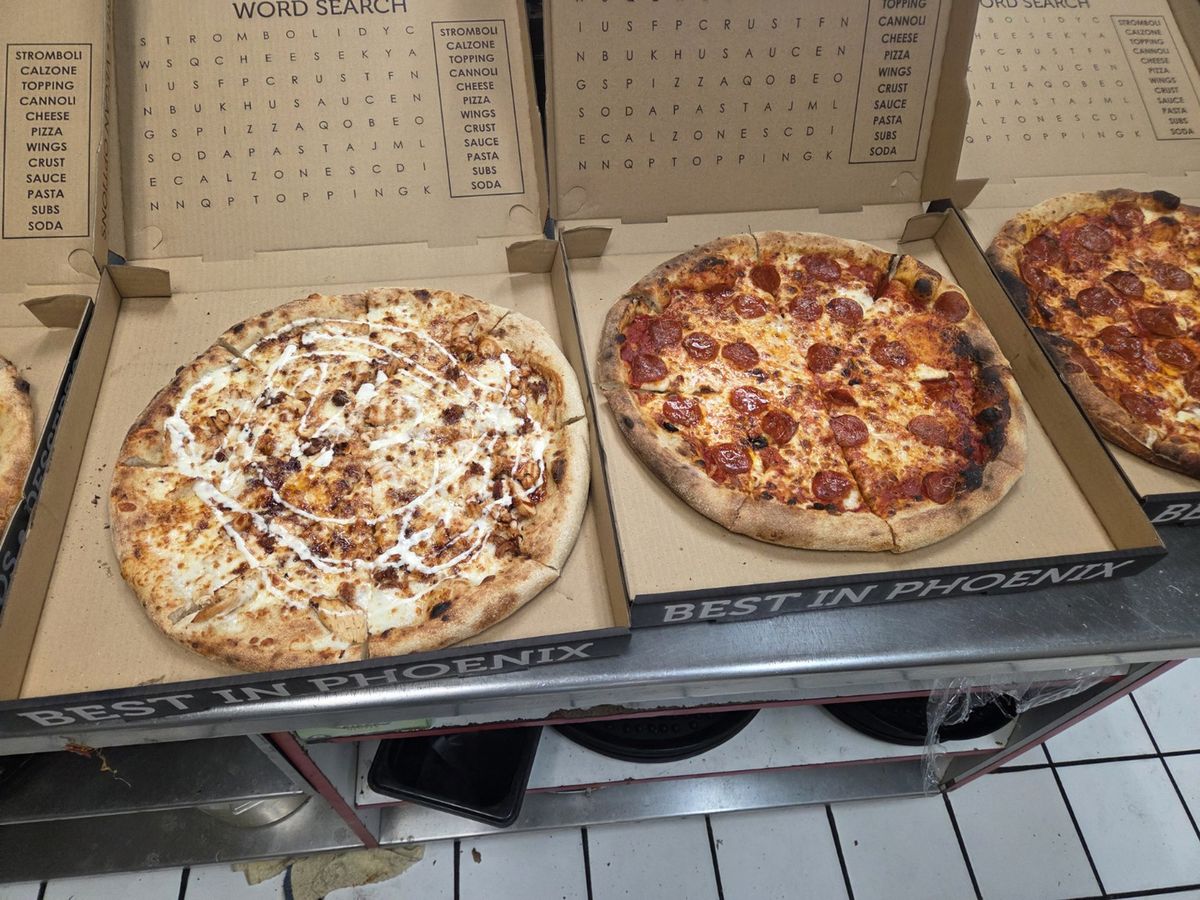 Boxed & Ready — Hot pies headed out the door at Rihana's Pizza & Wings, North Phoenix