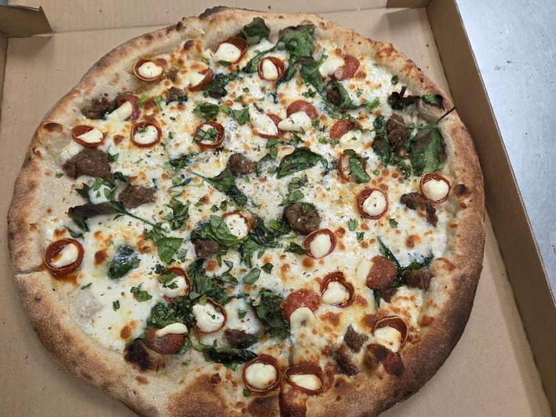 The Amore — Spinach · pepperoni cups · ricotta · meatballs at Rihana's Pizza & Wings, North Phoenix