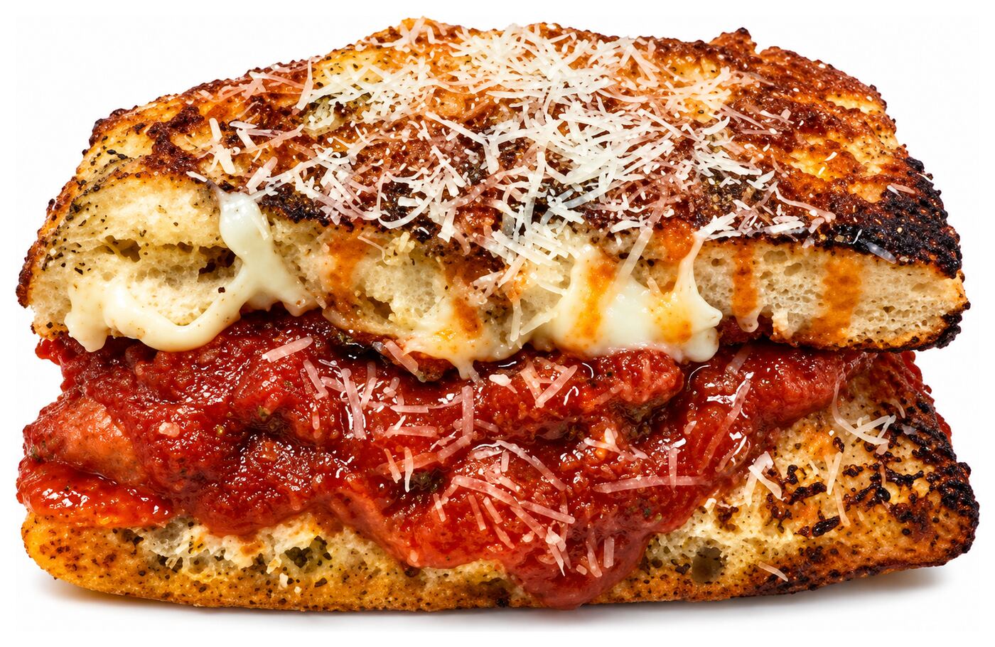 Rihana Roll with red sauce, melted cheese, and shredded cheese